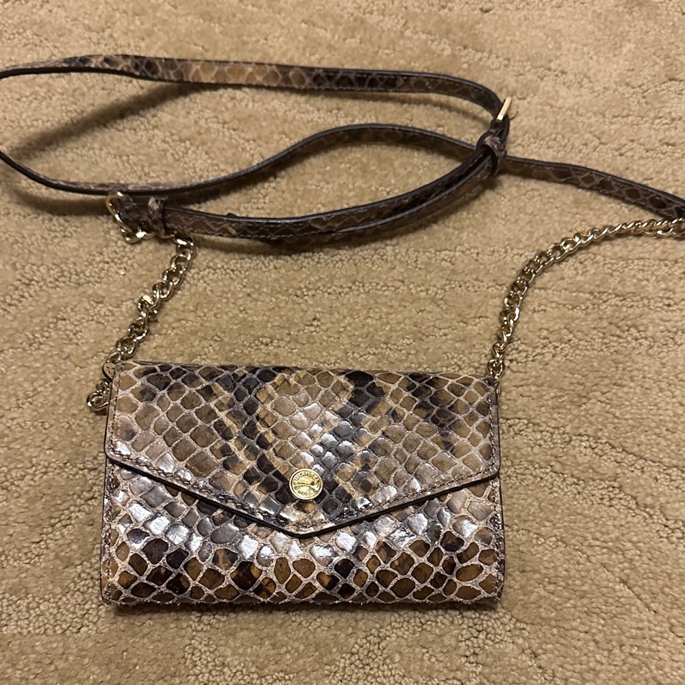Michael Kors Snakeskin Crossbody Bag - Brown and Tan